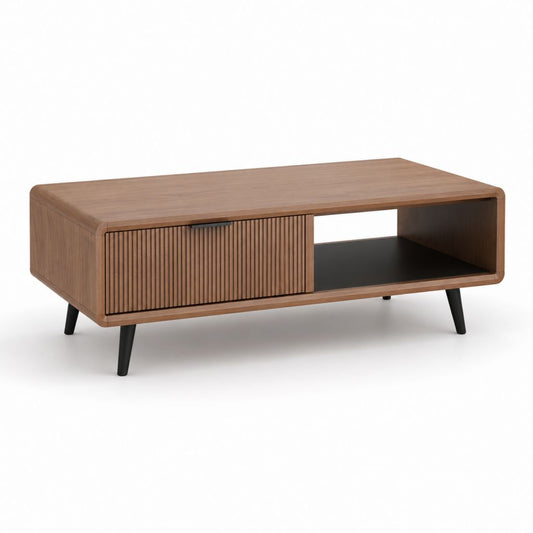 Couchtisch mit Stauraum Nussbaumfurnier rechteckig 120 x 60 x 45 cm