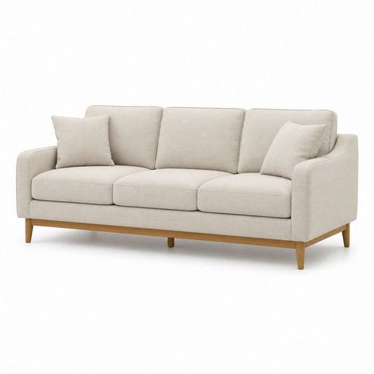 3-Sitzer Sofa Beige Polyester Rechteckig 210 x 90 x 85 cm