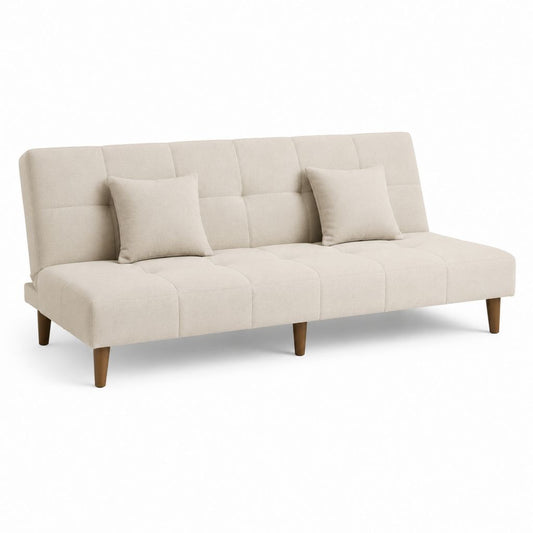 Schlafsofa 3-Sitzer Beige Polyester Rechteckig mit klappbarer Rückenlehne 180 x 86 x 83 cm