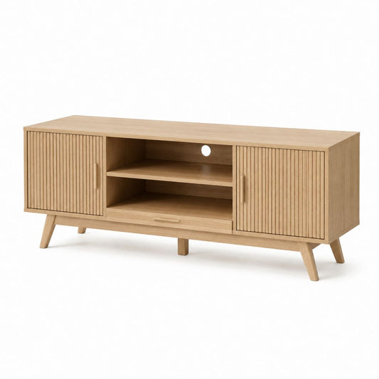 TV-Lowboard Eichefarben aus MDF mit Eichenfurnier rechteckig 160 x 40 x 60 cm