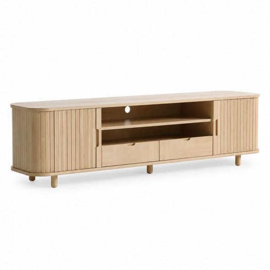 TV-Lowboard Natur Eichenfurnier rechteckig 180 x 40 x 55 cm