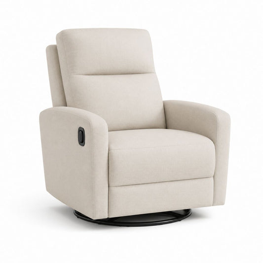 Relaxsessel mit manueller Liegefunktion Creme Polyester Rundfuß 82 x 91 x 99 cm
