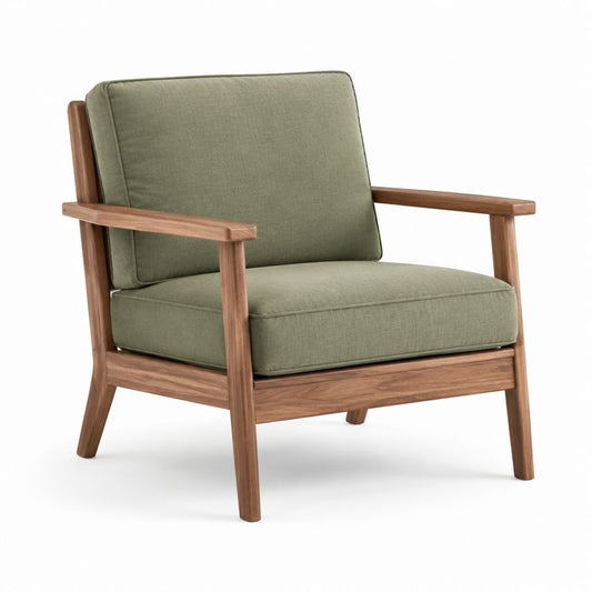 Sessel mit Armlehnen olivgrün Massivholz Walnussholz Polyester rechteckig 72 x 80 x 78 cm