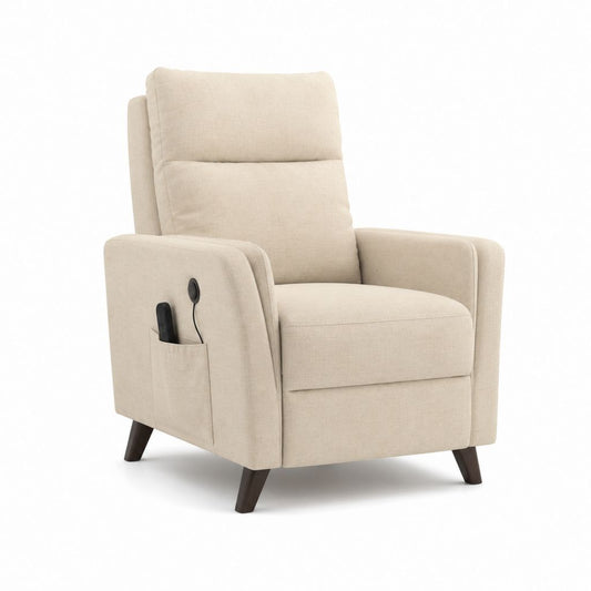 Elektrischer Relaxsessel Beige mit Polyesterbezug und Holzbeinen 78 x 88 x 99 cm
