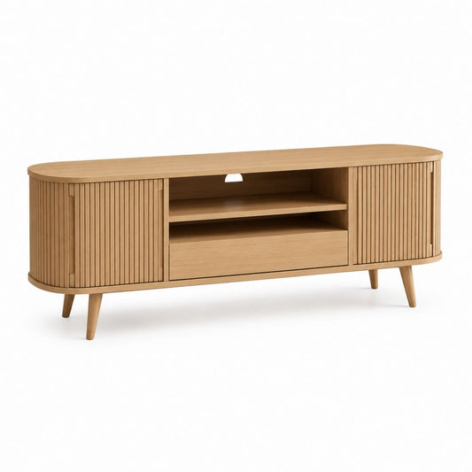 TV-Lowboard Eiche MDF mit Eichenfurnier abgerundet 180 x 40 x 60 cm