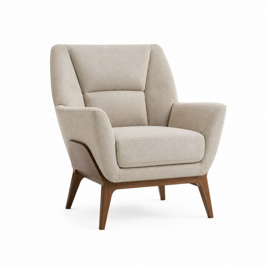Polstersessel Beige mit Polyesterbezug und Massivholzfüßen 76 x 82 x 102 cm