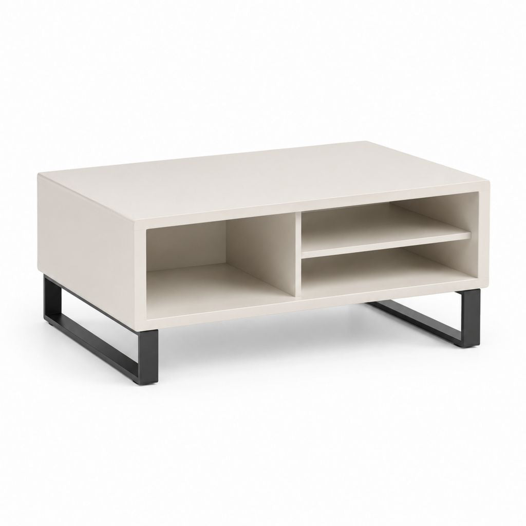 Couchtisch mit Stauraum Weiß MDF Stahl rechteckig 100 x 60 x 40 cm