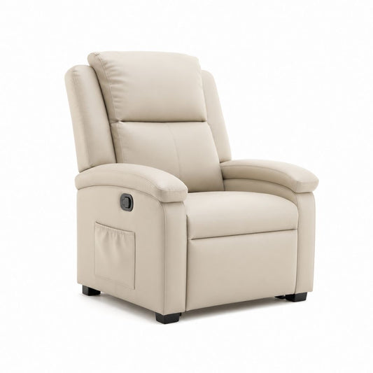 Relaxsessel Fernsehsessel Beige aus PU-Kunstleder mit manueller Liegefunktion 89 x 96 x 103 cm