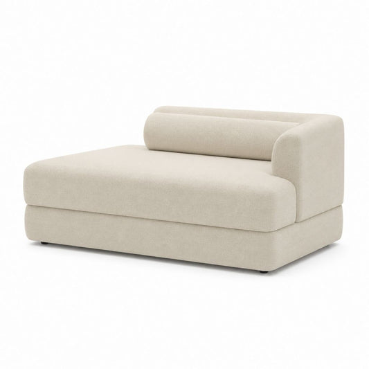 Chaiselongue mit rechter Armlehne Creme Polyester-Bouclé 125 x 105 x 72 cm