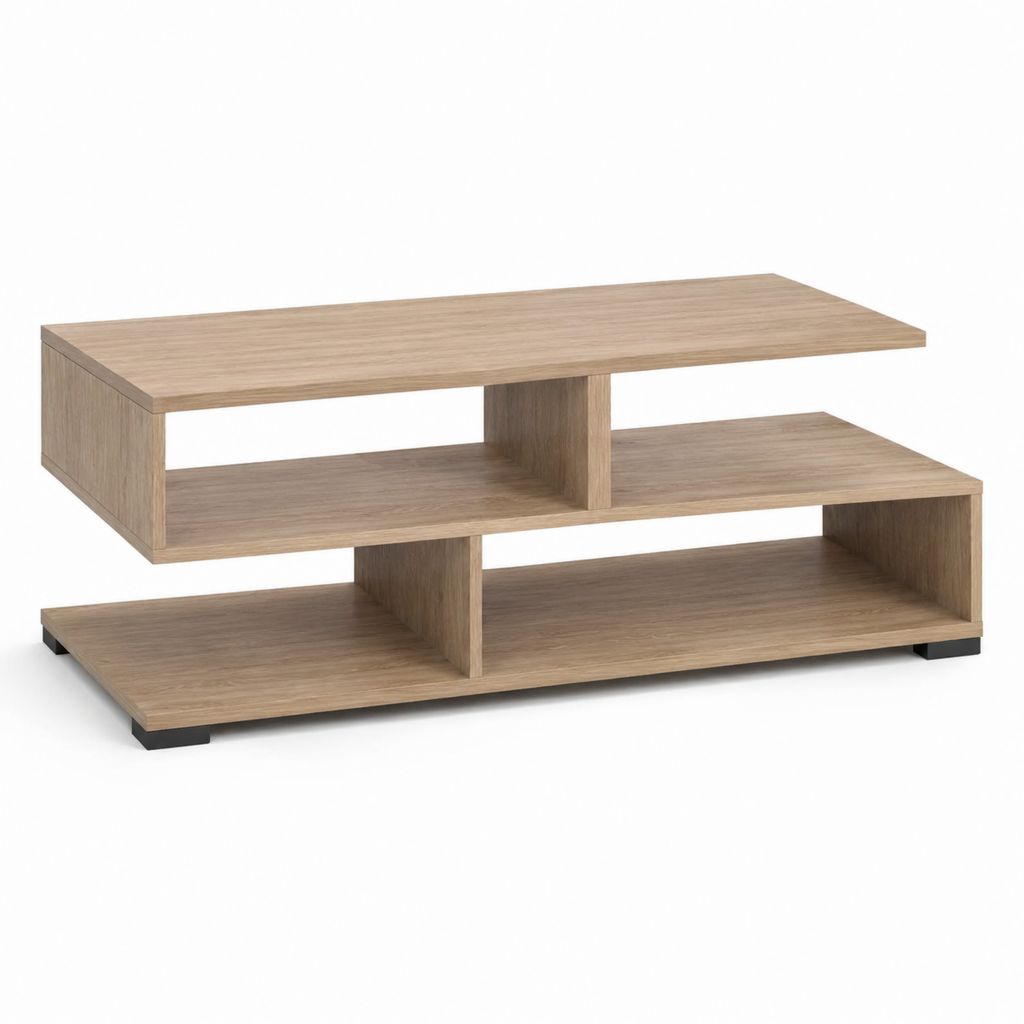 Couchtisch Eiche hell Spanplatte rechteckig 120 x 60 x 40 cm mit Ablagefächern