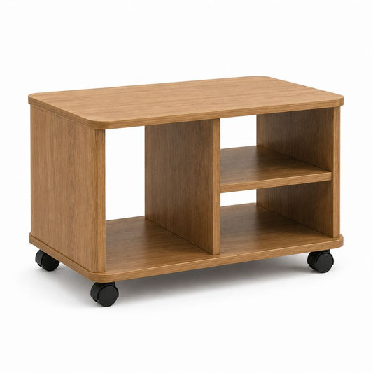 Couchtisch mit Rollen Eichenholzoptik MDF rechteckig 80 x 45 x 50 cm